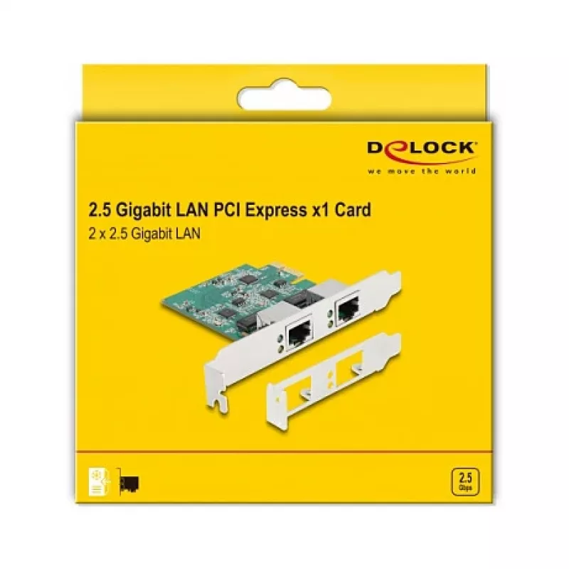 DeLOCK PCI Express x1 Karte auf 2 x RJ45 2,5 Gigabit LAN RTL8125 kabelgebundenes Ethernet