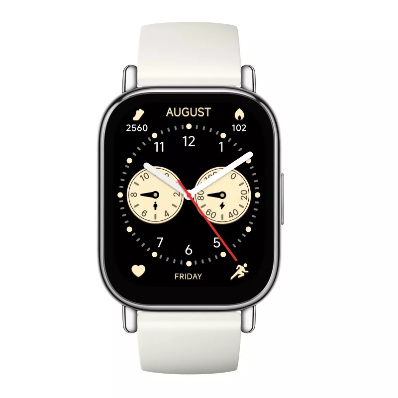 Smartwatch Xiaomi Redmi Watch 5 Lite — 1,96 Zoll AMOLED, GPS, 470 mAh, Goldgehäuse, Weißes TPU-Armband
