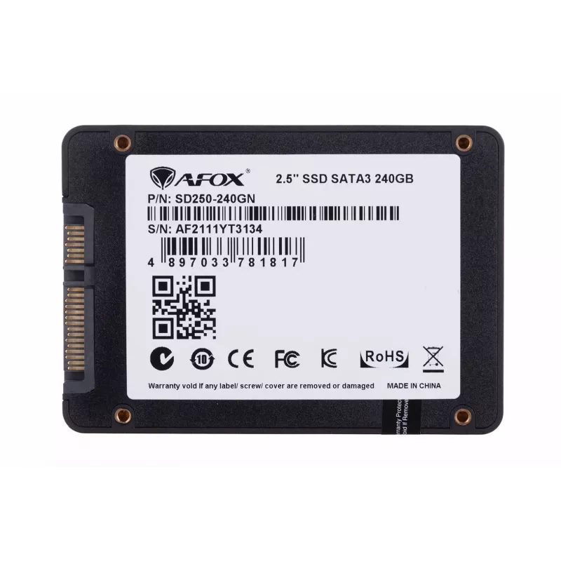 SSD 2,5 Zoll AFOX SD250-240GN 240 GB SATA III TLC, 555/510 MB/s, 75k/70k IOPS