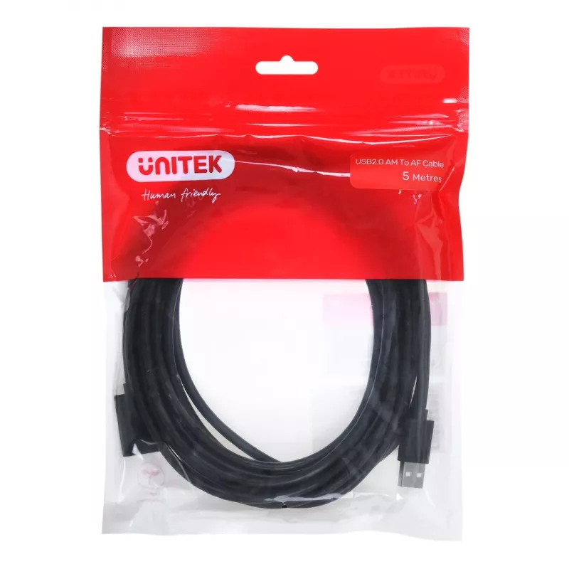 USB-Verlängerungskabel Unitek Y‑C418GBK 5 m USB A auf USB A USB 2.0, schwarz