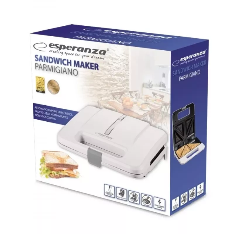 Esperanza EKT010W Sandwichmaker 1000 W Weiß