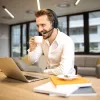 Audiocore 74452 Bluetooth-Headset Kopfhörer Geräuschunterdrückung Mikrofon Call Center Google Siri Büro kabellos