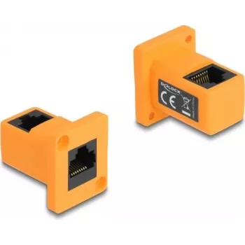 DeLOCK D-Type-Modul RJ45 Buchse auf Buchse 90° abgewinkelt orange