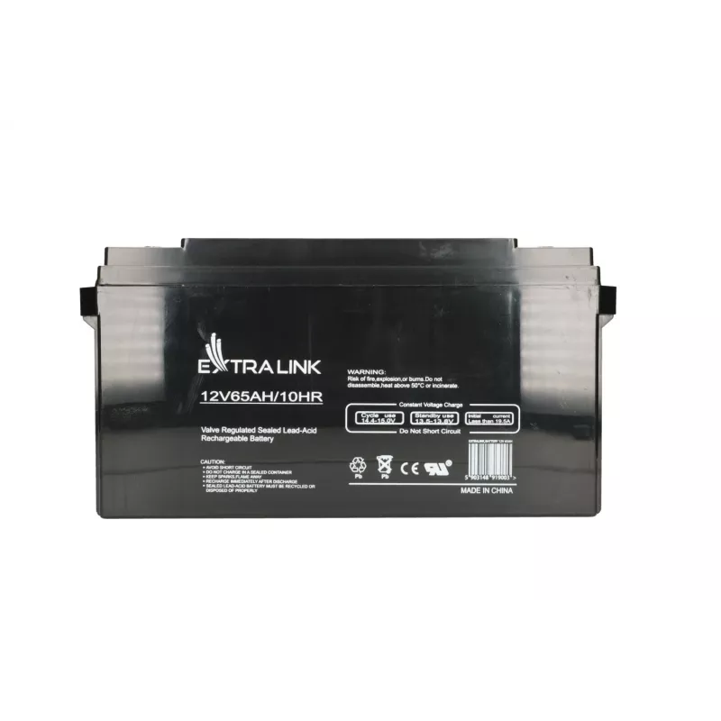 Versiegelte Blei-Säure-Batterie Extralink Akkumulator AGM 12V 65Ah, VRLA, schwarz, 1 Stück