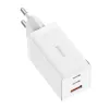 Wandladegerät Baseus GaN5 Pro 65W — USB + 2×USB-C (QC3.0, PD3.0) mit 1m USB-C-Kabel, weiß