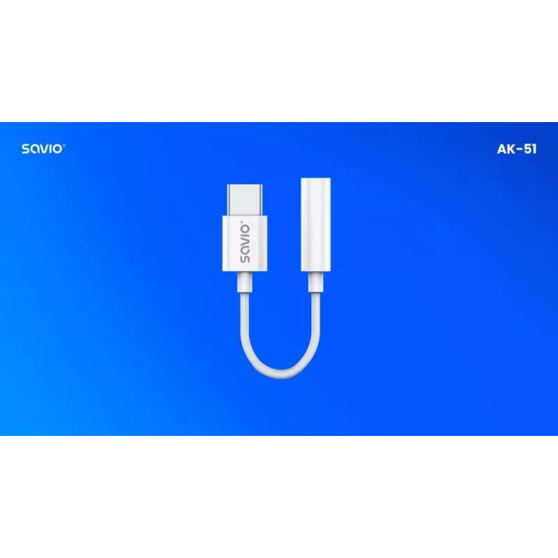 USB Type 3.1 C (M) – Jack 3.5mm (F) Audioadapter Weiß SAVIO AK-51