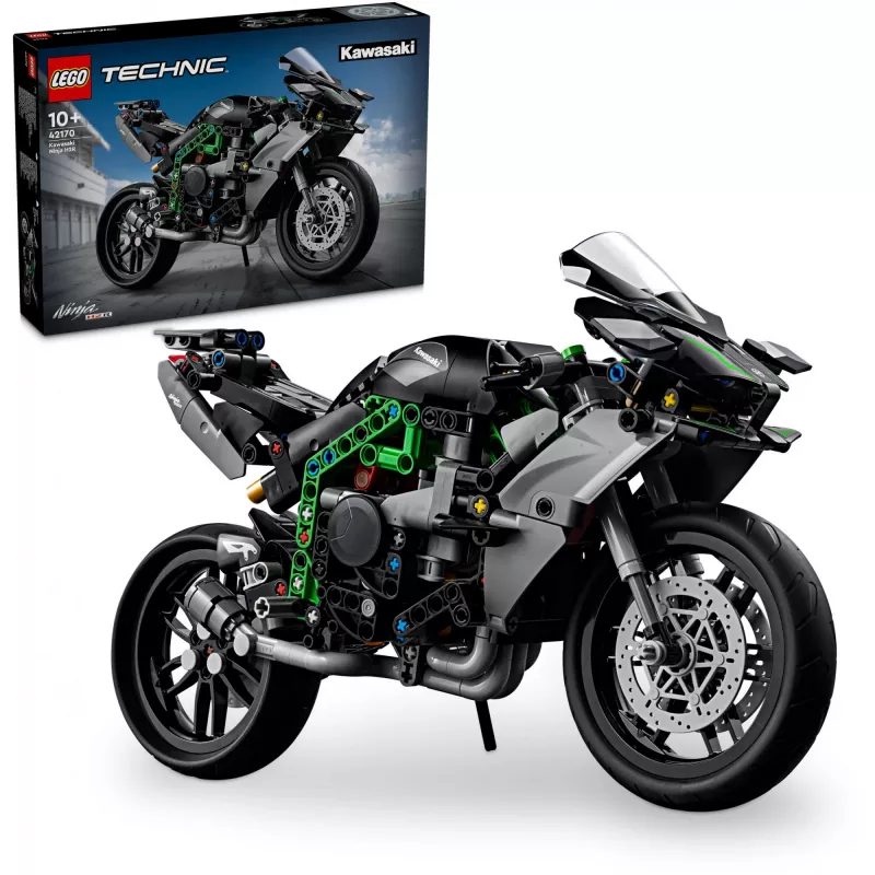 LEGO Technic Motorrad-Modell Kawasaki Ninja H2R 42170 — 1:1-Maßstabs-Nachbildung, 643 Teile, Bauanleitung, für Kinder ab 10 Jahren