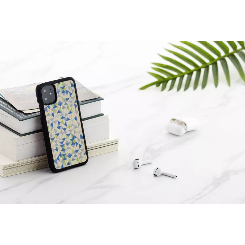 Handyhülle man and wood für iPhone 11 — blaues Dreieck auf Schwarz, schützende Hartschale