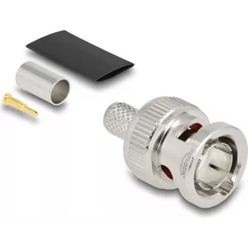 BNC-Crimpstecker für RG59-Kabel von DELOCK mit kompatiblem Schrumpfschlauch
