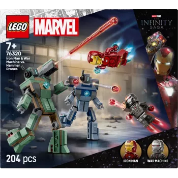 Konstruktionsspielzeug LEGO Marvel Super Heroes Iron Man War Machine Set 76320, 204 Teile, 2 Minifiguren, 100 mm Höhe