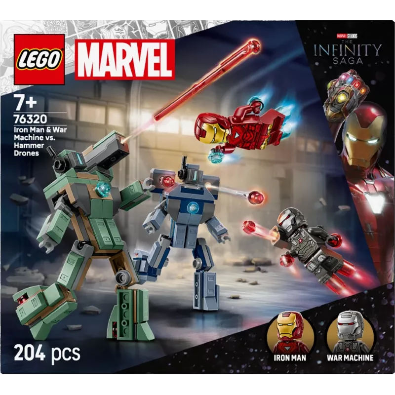 Konstruktionsspielzeug LEGO Marvel Super Heroes Iron Man War Machine Set 76320, 204 Teile, 2 Minifiguren, 100 mm Höhe