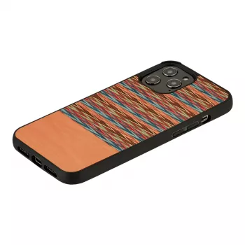 Schutzhülle man and wood für iPhone 12 Pro Max — braunes Karomuster mit schwarzen Akzenten