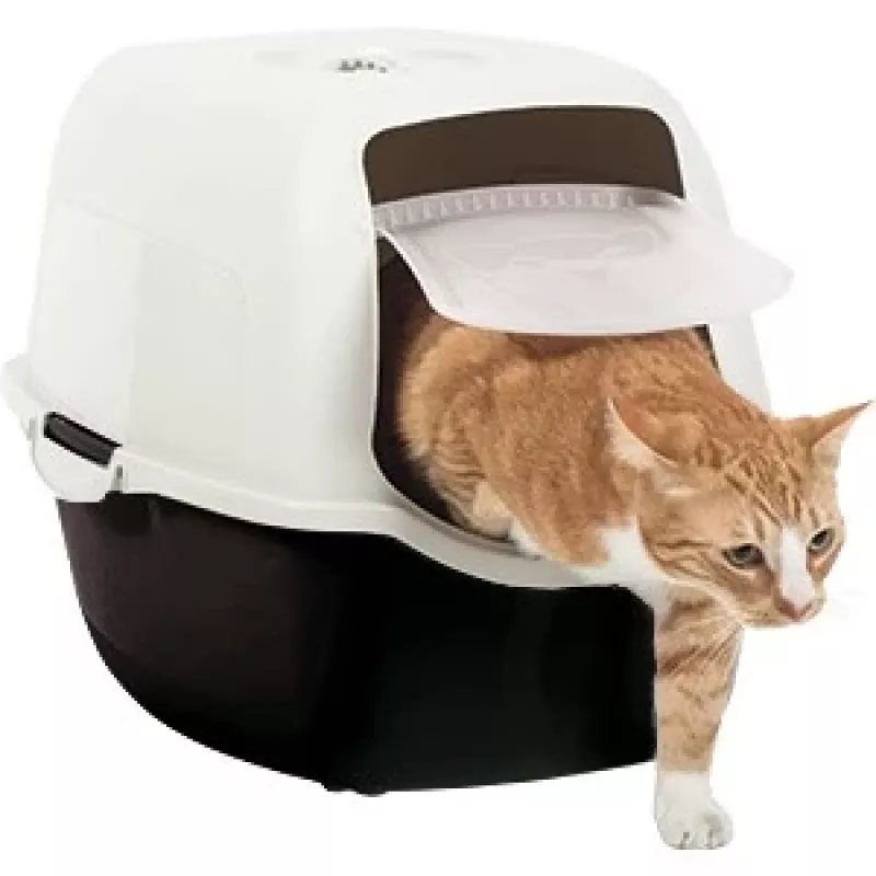 Hauben-Katzenklo Rotho Bailey Schwarz Weiß 560×400×390 mm, Kohlefilter, Griff, Türklappe