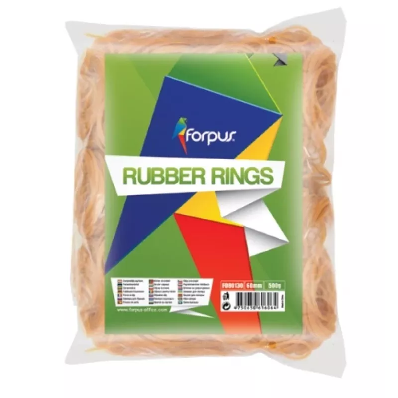 Elastische Gummibänder FORPUS Ø 60 mm, naturfarben, 500-g-Packung, 60% Gummigehalt