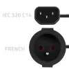 Netzadapter QOLTEC IEC 320 C14 auf französischen Stecker, 0,15 m Kabel