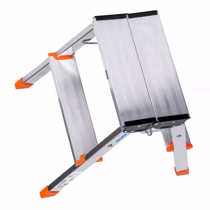 Klapptrittleiter Krause Treppy Silber 130020 — Aluminium, 2 Stufen, 150 kg Tragfähigkeit, zusammengeklappt 55×20 cm, Gewicht 2 kg