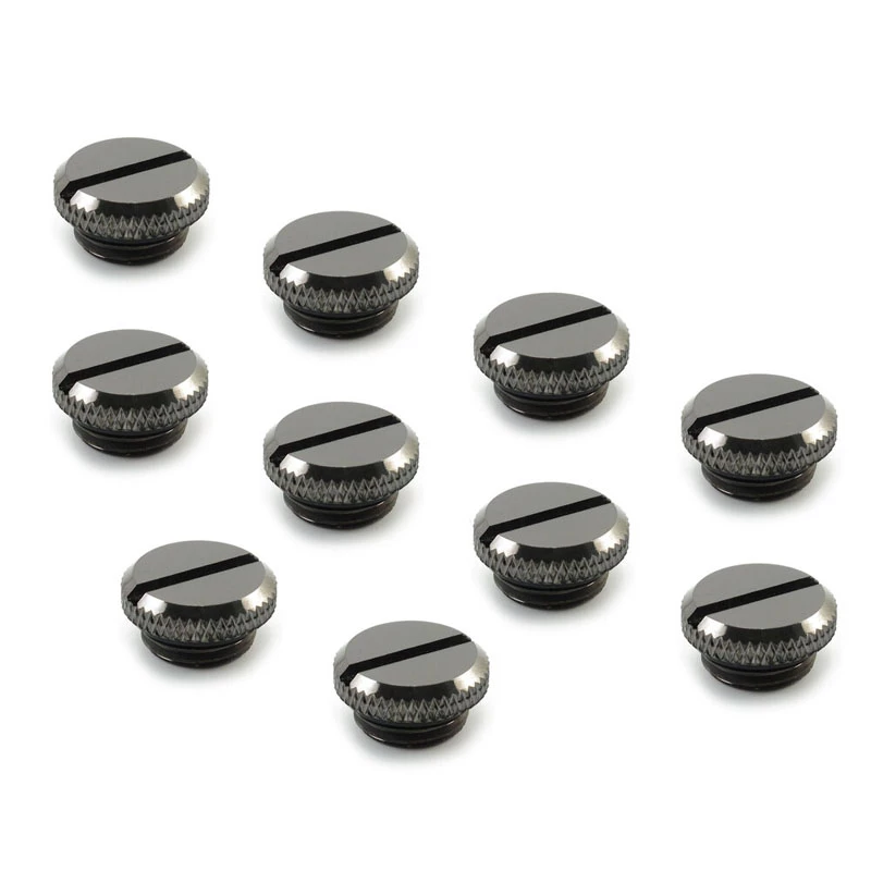 XSPC G1/4 Zoll V2 Verschlussschraube mit Gewinde, 10er-Pack – Schwarz-Chrom