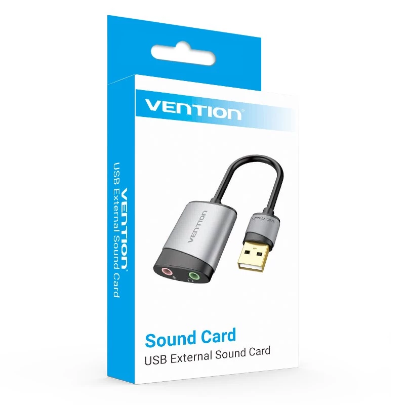 Vention USB Externe Soundkarte 0,15M Grau Metall Typ