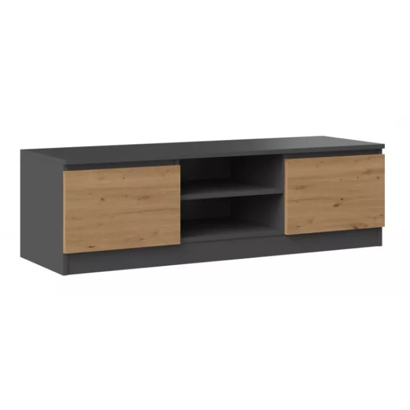 TV-Ständer Top e Shop RTV 120 ANTR/ARTIS — 1200×400×360 mm, anthrazitfarbene Oberseite und Rahmen, Spanplatte, 2 Regalböden