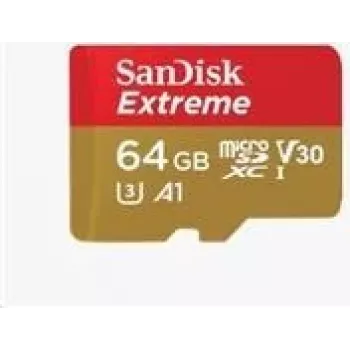 SanDisk Extreme - Flash-Speicherkarte (microSDXC-auf-SD-Adapter inbegriffen) - 64 GB - A2 / Video Class V30 / UHS-I U3 / Class10 - microSDXC UHS-I (SDSQXA2-064G-GN6AA)