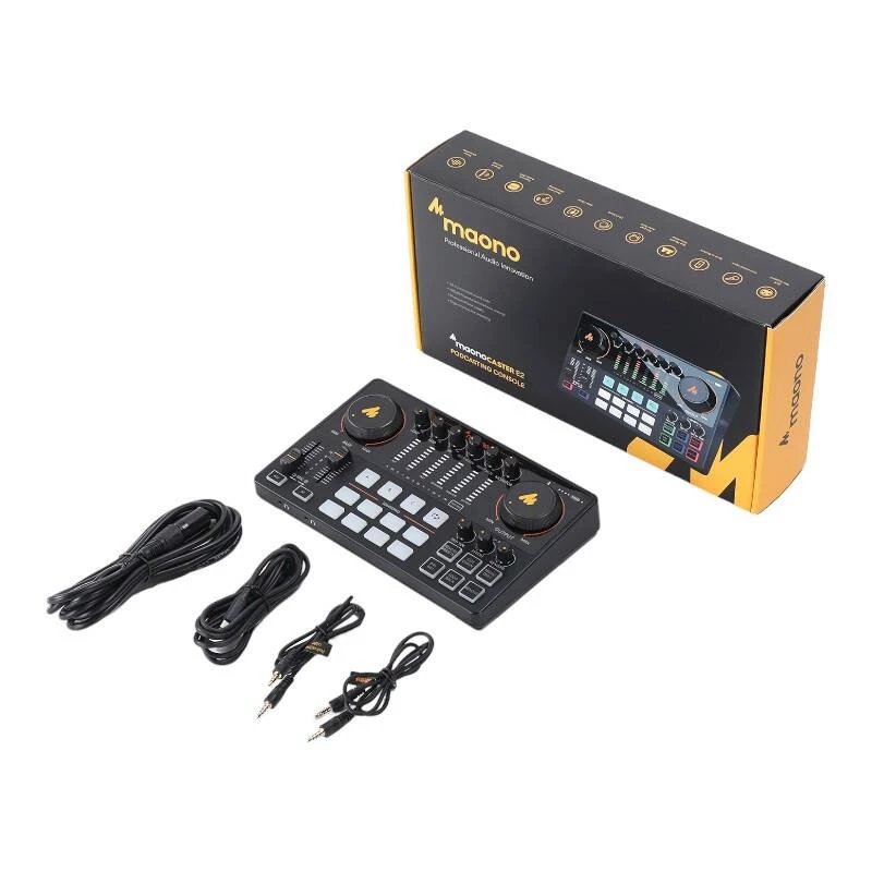 USB-Audio-Interface MAONO AME2 Schwarz mit integrierten Effekten, kompakte Desktop-Soundkarte