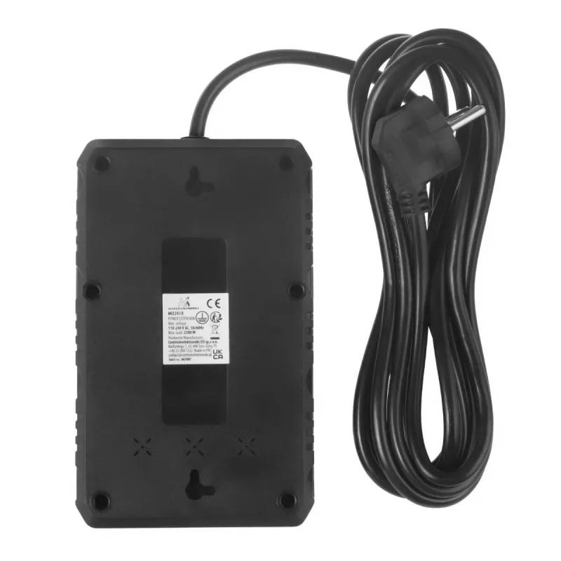 Steckdosenleiste MACLEAN MCE393 B — 4 Steckdosen, 3×USB, 110–240 V, 2500 W, 3 m Kabel, schwarz
