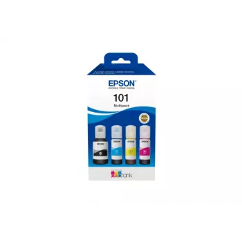 Original Epson EcoTank Tintenflasche 4-Farben-Set — Schwarz 127 ml, Cyan/Magenta/Gelb 210 ml (C13T03V64A)
