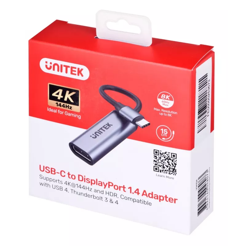 Unitek Adapter USB-C, DisplayPort 1.4, 8K@60Hz, V1415A