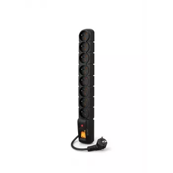 ACAR S8 Schwarz 8 AC-Steckdosen 230 V 5 m