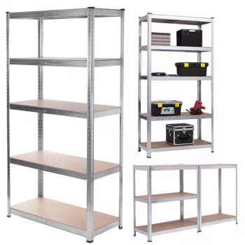 Lagerregal GreenBlue GB378 verzinktes Metall 5 Böden, verzinkter Stahl, 900×400 mm, max. 75 kg pro Boden