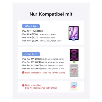 inateck Tastatur iPad 11 iPad Air 4./5. Gen. Kompatibel QWERTZ lila