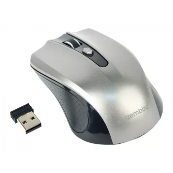 Kabellose Maus GEMBIRD MUSW-4B-04-BG — rechtshändig, optisch 1600 DPI, 4 Tasten, RF Wireless, schwarz/grau