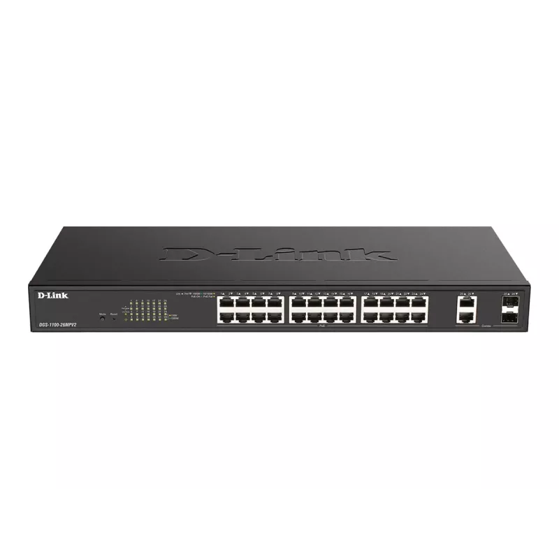 D-Link DGS-1100-26MPV2/E Netzwerk-Switch Managed L2 Gigabit Ethernet (10/100/1000) Power over Ethernet (PoE) Schwarz