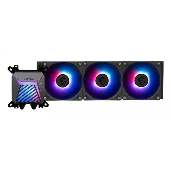 All-in-One-Wasserkühlung MSI MAG Coreliquid A15 360 — 3x 120 mm Lüfter, Radiator 394 x 120 x 27 mm, Pumpe 5V, RGB, unterstützt LGA 1851