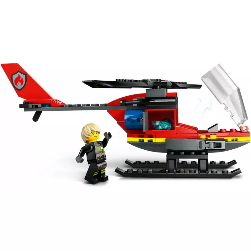 LEGO City Feuerwehrhubschrauber 60411 Bauspielzeug, 85 Teile, drehbare Rotorblätter, 1 Minifigur, Alter 5+ (220×90×60 mm)