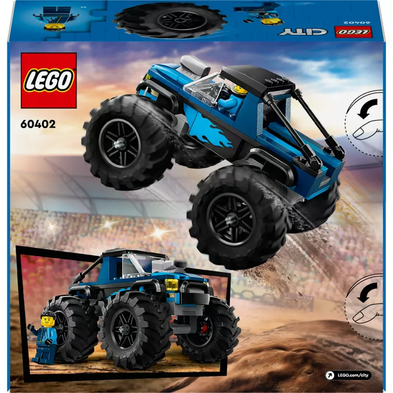 Konstruktionsspielzeug LEGO City 60402 Blauer Monster Truck mit großen Reifen, 148 Teilen, 1 Minifigur, Alter 5+