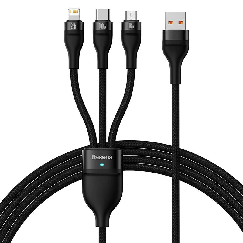 USB-Kabel Baseus SUP0003351 1,2 m USB A USB C/Micro USB-A/Lightning Schwarz