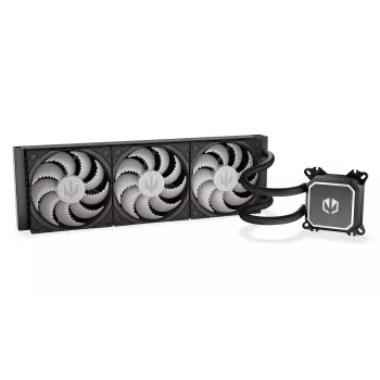 All-in-One-Flüssigkeitskühler ENDORFY Navis F360 ARGB Schwarz — 360-mm-Radiator, 3x 120×25 mm Lüfter, 250–1800 U/min, Pumpe 1600–2600 U/min, Unterstützung für LGA 1700/AM5/AM4