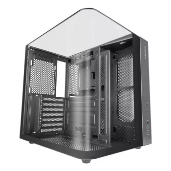 PC Midi Tower Gehäuse TACENS Mars Gaming MC-INFINIOLITE, Schwarz, Temperglas, unterstützt ATX/Micro-ATX/Mini-ITX, 120 mm Lüfter