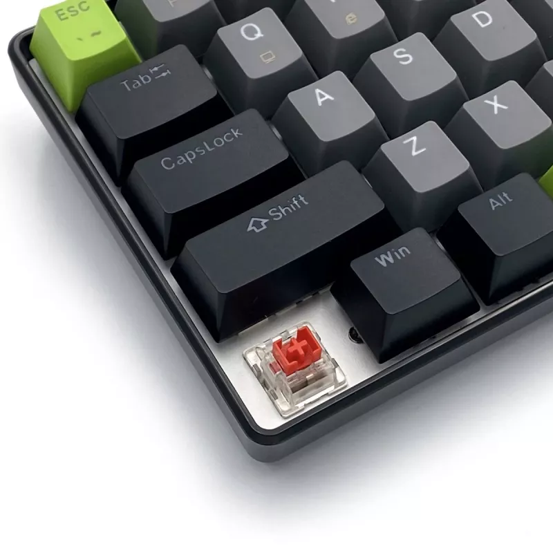 Mechanische Tastatur MEDIA-TECH MT1260 Red Core MX60, 60% Formfaktor, CHERRY MX Red Schalter, RGB-Beleuchtung, USB, grün