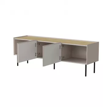 TV-Schrank Cama Meble FELLINI 150x40x52 cm, cashmerefarbener Rahmen, geölte Eichenplatte