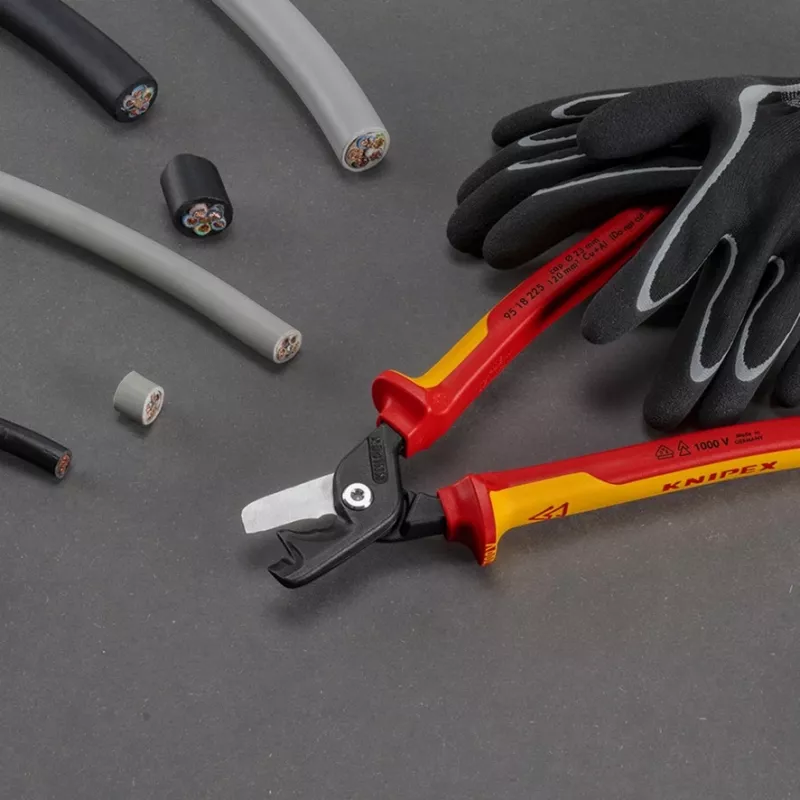 Kabelschneider Knipex 95 18 225 VDE, isolierte Griffe, Länge 225 mm