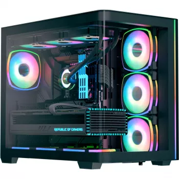 Tower-PC-Gehäuse AEROCOOL P500C EVO-G-BK-v1 mit 2 Hartglas-Seitenteilen, Schwarz