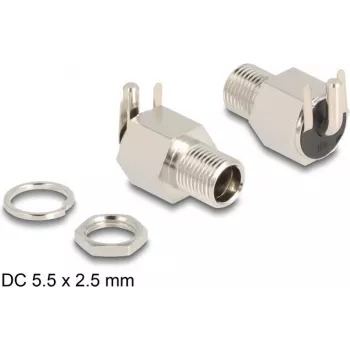 DeLOCK Connector DC 5,5 x 2,5 mm Buchse Einbau-Lötanschluss gewinkelt 20 V 10 A
