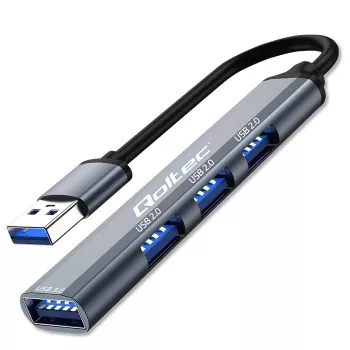 USB-Hub QOLTEC 53793 — USB 3.0 Eingang, 3× USB 2.0 Anschlüsse