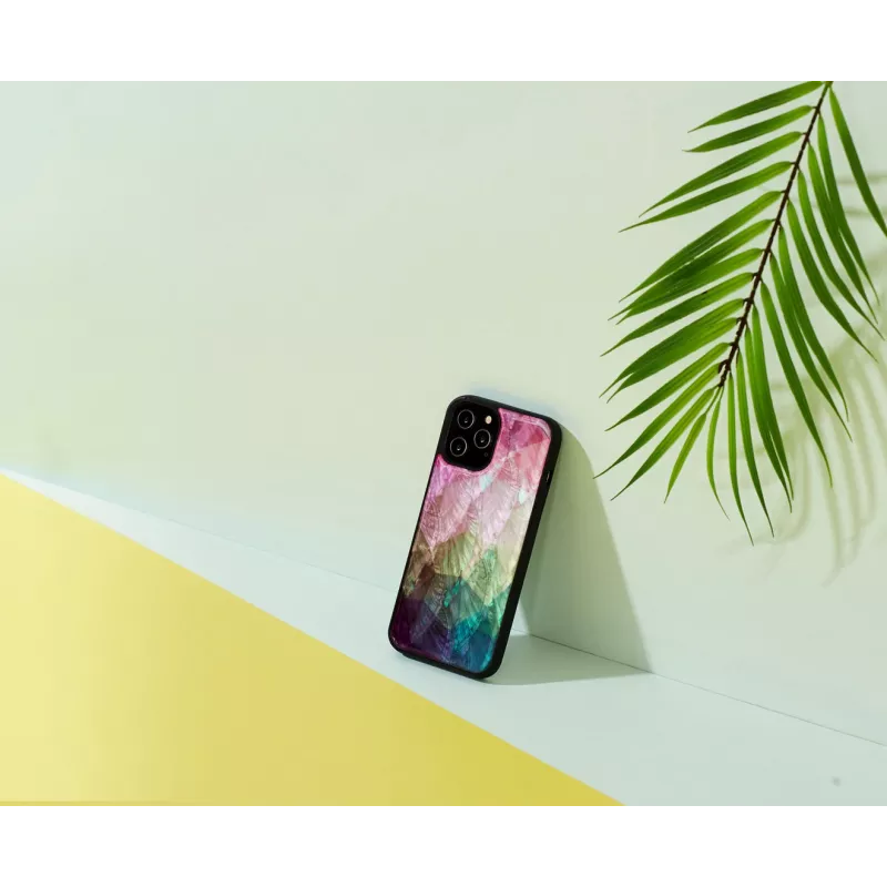Schutzhülle iKins für Apple iPhone 12 / 12 Pro — Wasserblumen-Design, schwarz