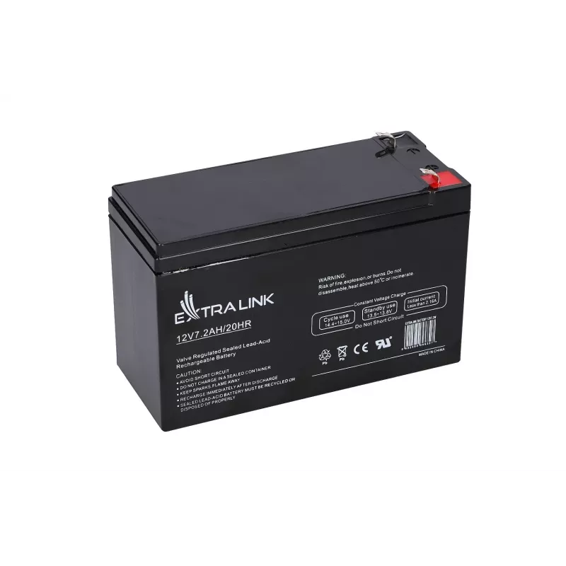 UPS-Batterie Extralink AGM 12V 7,2Ah (7Ah) verschlossene Blei-Säure VRLA, wartungsfrei, schwarz