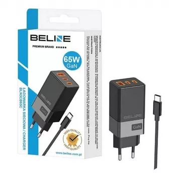 Beline Netzadapter 2x USB-C 1x USB 65W Kabel USB-C Schwarz/Schwarz PD 3.0