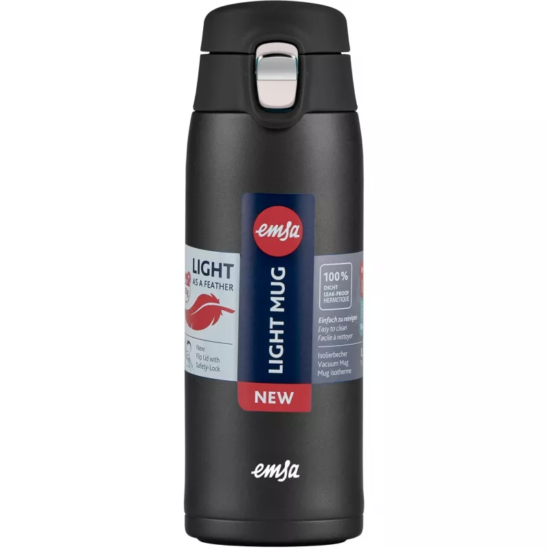 Reisebecher EMSA N2151700 0,4 L, schwarz matt, Flip-Verschluss