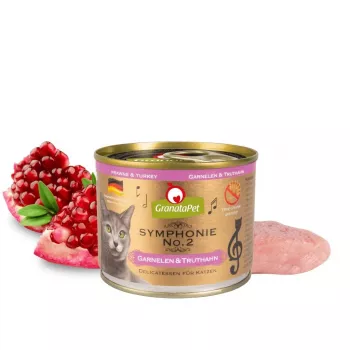 Nassfutter für Katzen Fox4Pets Symphonie No.2 Garnelen und Pute 200 g, Alleinfuttermittel für adulte Katzen, Protein 11%, Fett 5,7%, Feuchtigkeit 80%